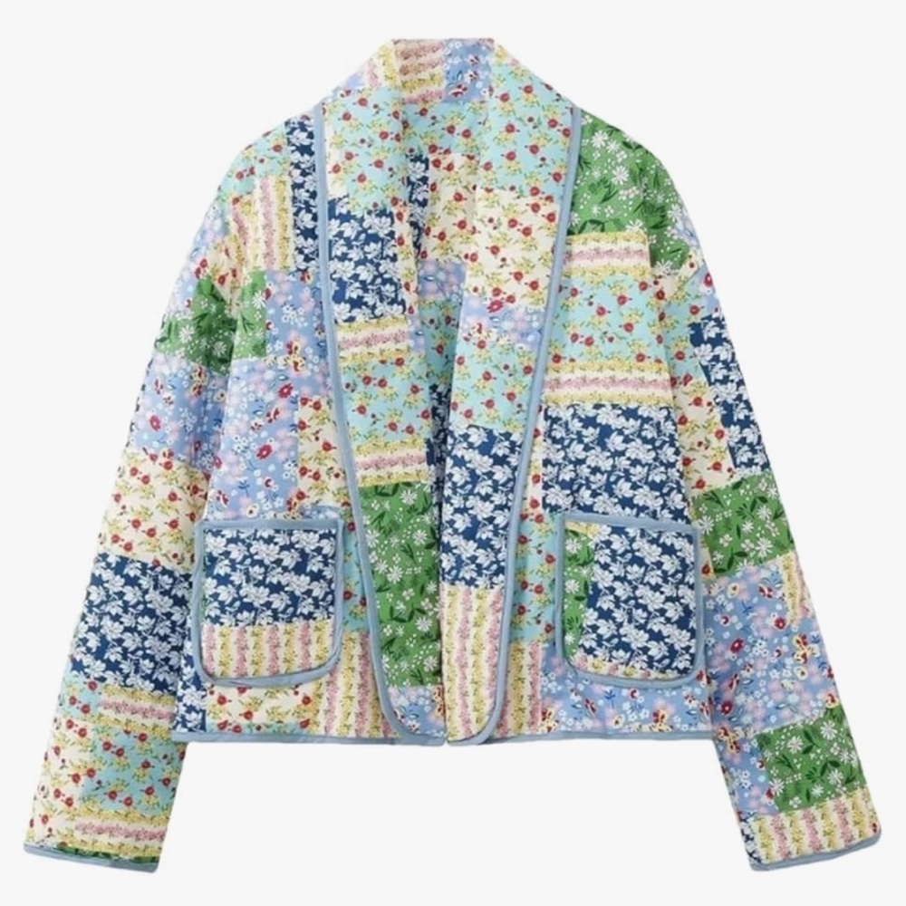 Colorful Floral Patchwork Blazer
